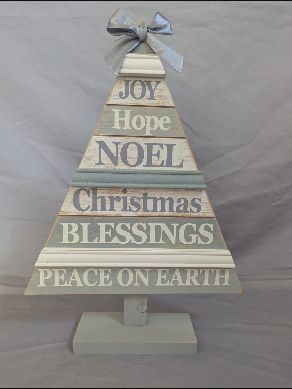 Rustic Christmas Tree Wooden Grey & White Sign Cottagecore